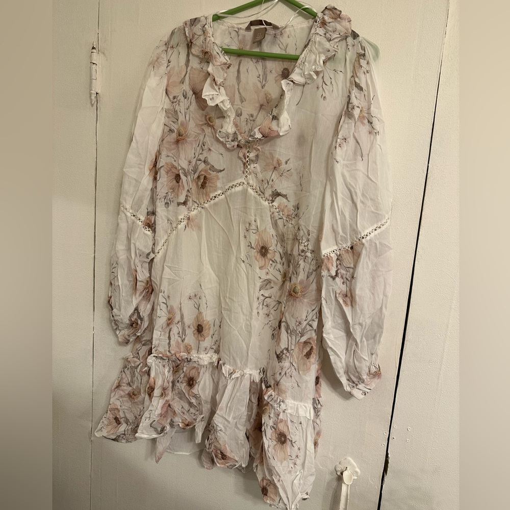 H&M Light Weight Floral Dress With Ruffles and Crochet